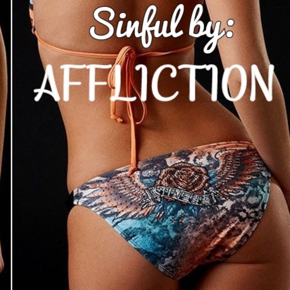 NEW NWT Sinful by AFFLICTION ▪︎ Bikini BOTTOMS Hydrogen Rhinestone XL